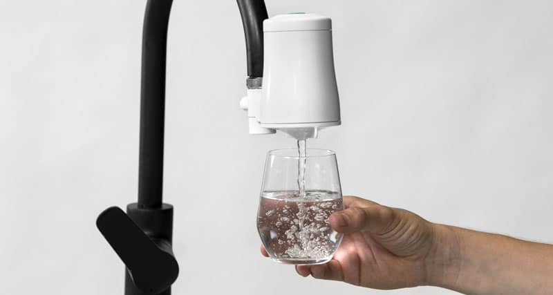 A portable faucet water filter