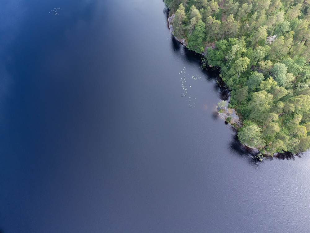 Aerial View of Lake in Sweden