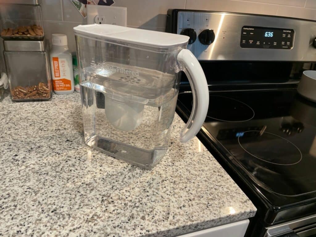 Clearly Filtered Pitcher on Kitchen Countertop