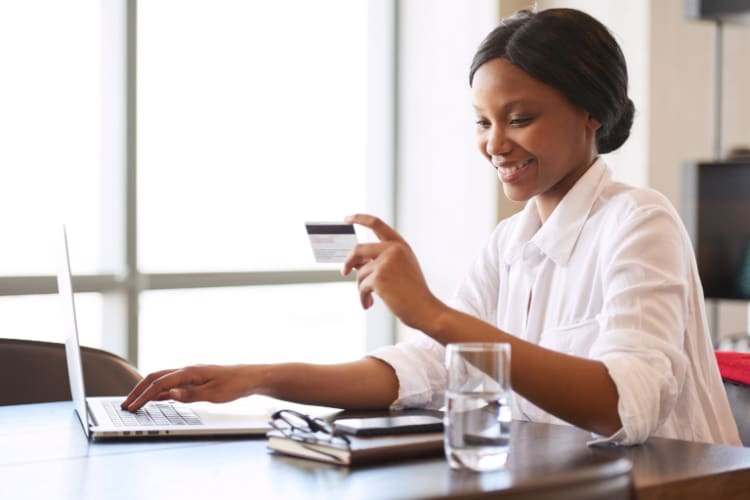 Lady Shopping Online With Credit Card